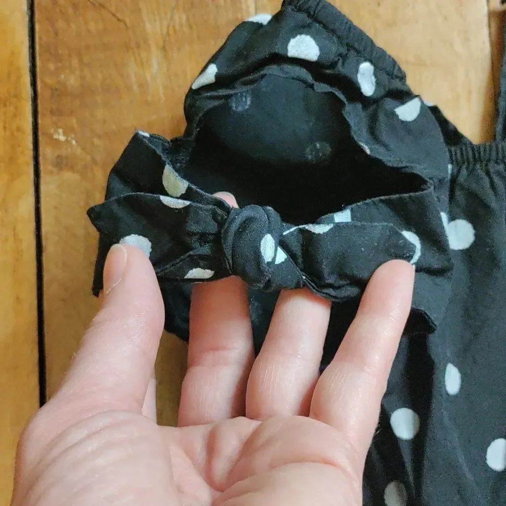 Flapdoodles Romper Size 5 Black White Polka Dot Jumpsuit Cotton Spring